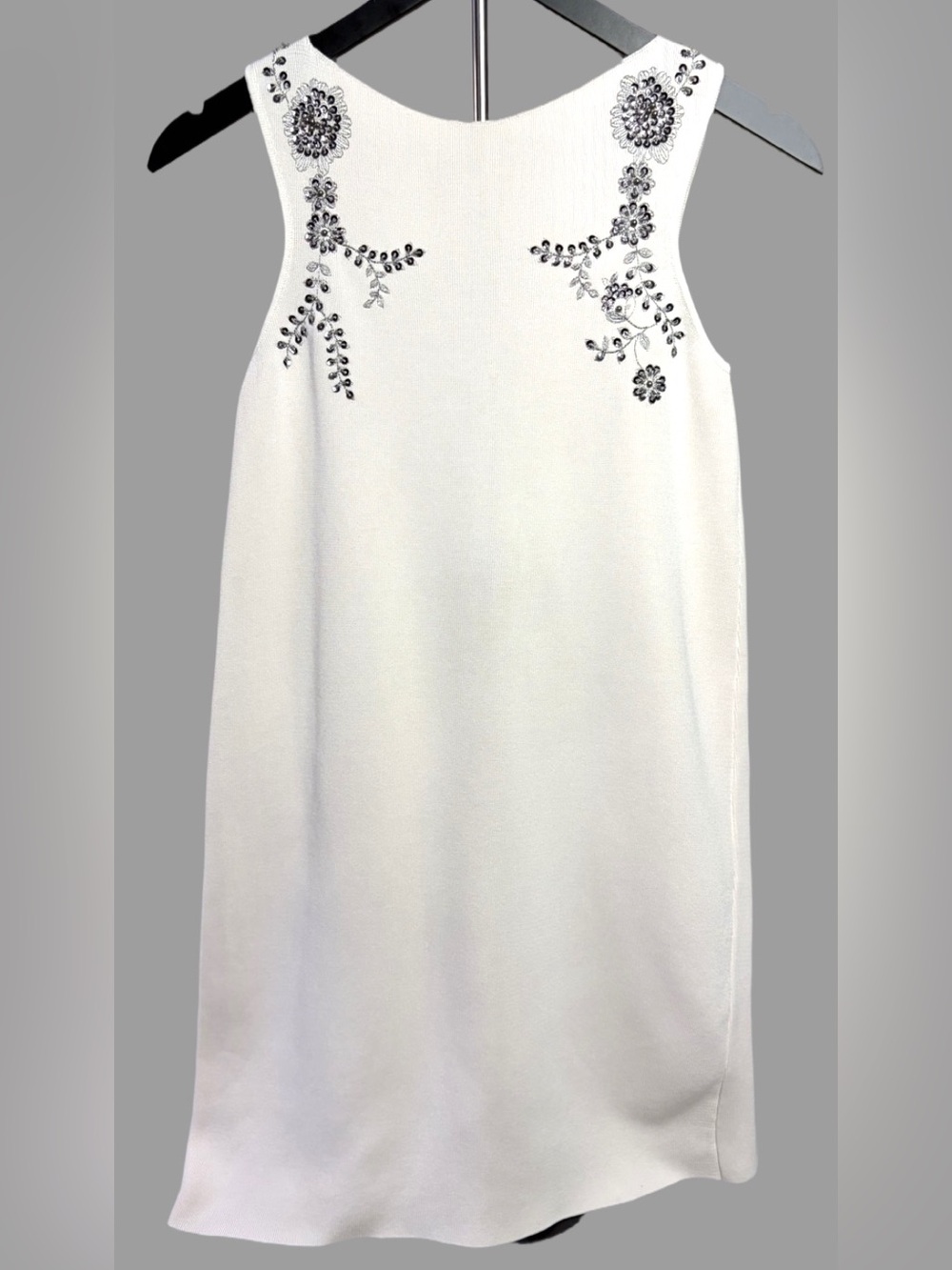 Zara white sequin Knit shift Dress